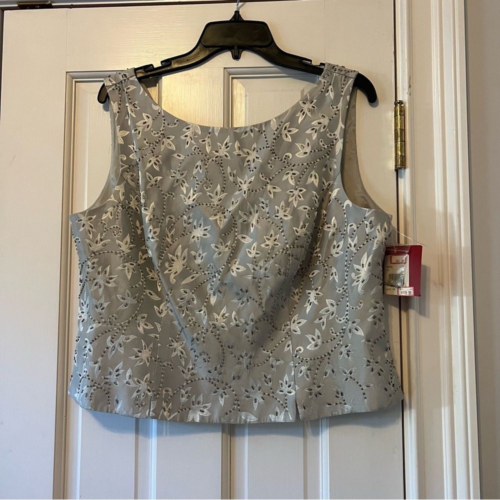 Vintage NWT JS Collection Beaded Embroidered Sleeveless Blouse Size 16